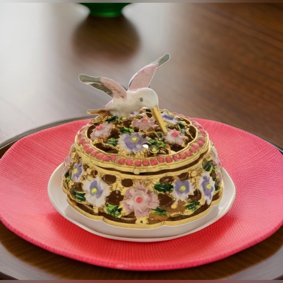 New Hummingbird Floral rhinestone jewelry box - Picture 1 of 5
